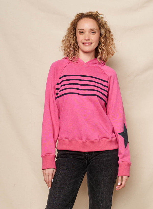 Sundry Stripes Raglan Hoodie in Jazzy Rose