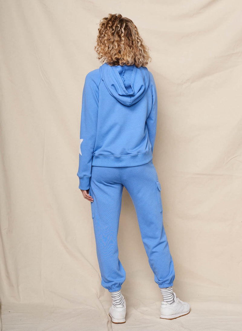 Sundry Stripes Raglan Hoodie in Lagoon Blue