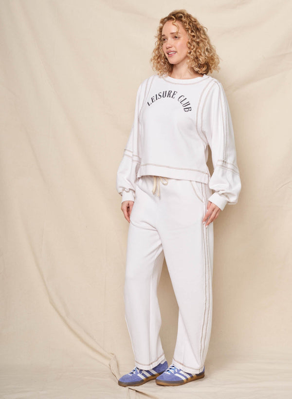 Sundry Leisure Club Raw Seamed Sweatshirt in Oyster