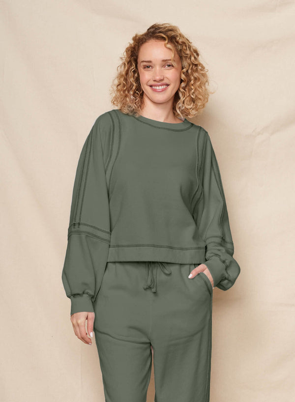 Sundry Raw Seamed Sweatshirt in Signature Green