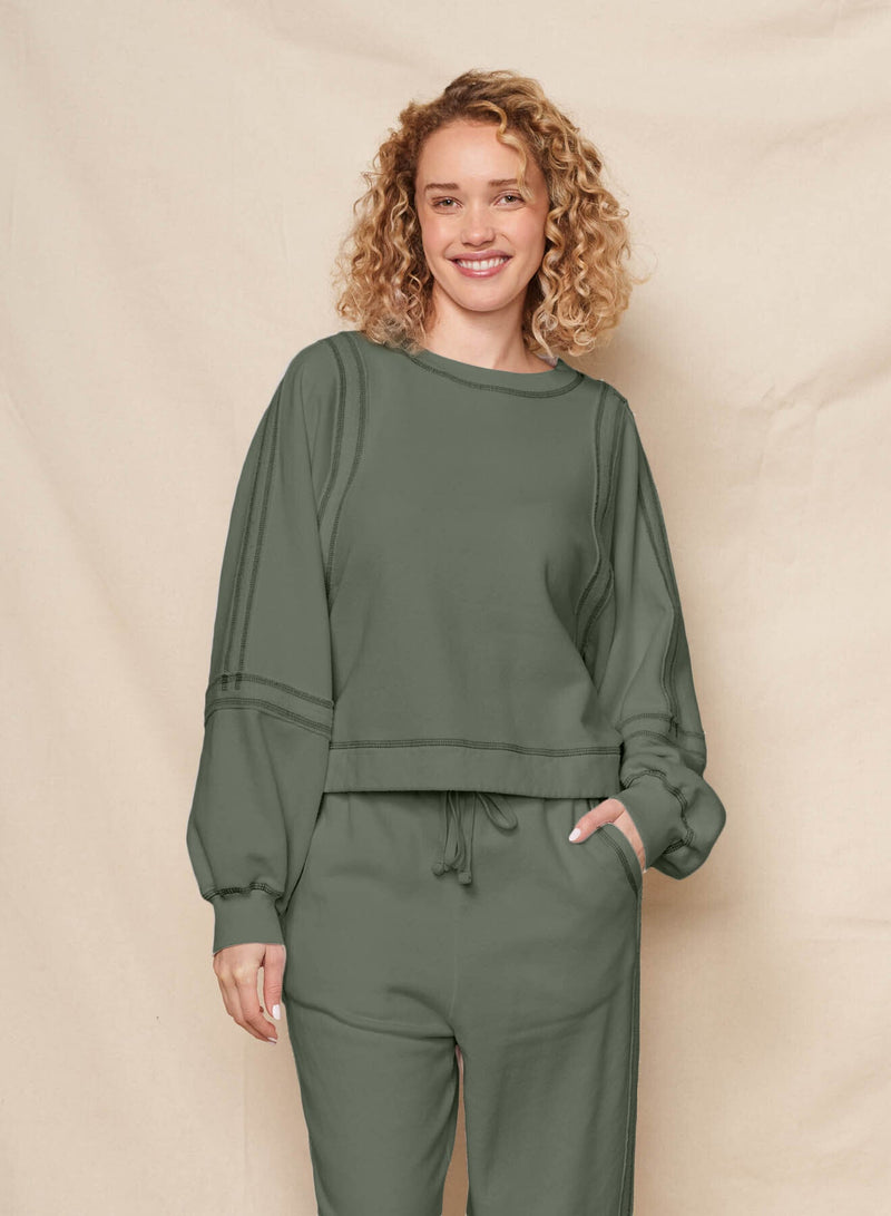 Sundry Raw Seamed Sweatshirt in Signature Green | Bailey/44