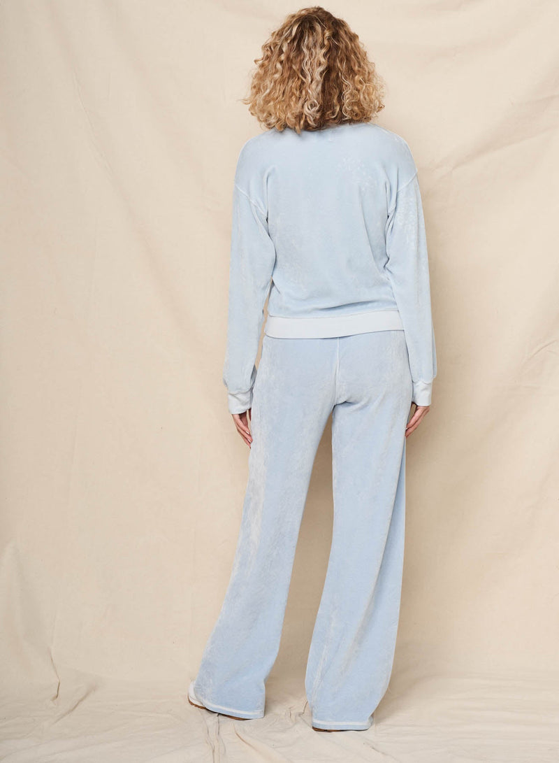 Sundry Velour Sweatshirt in Blue Wash