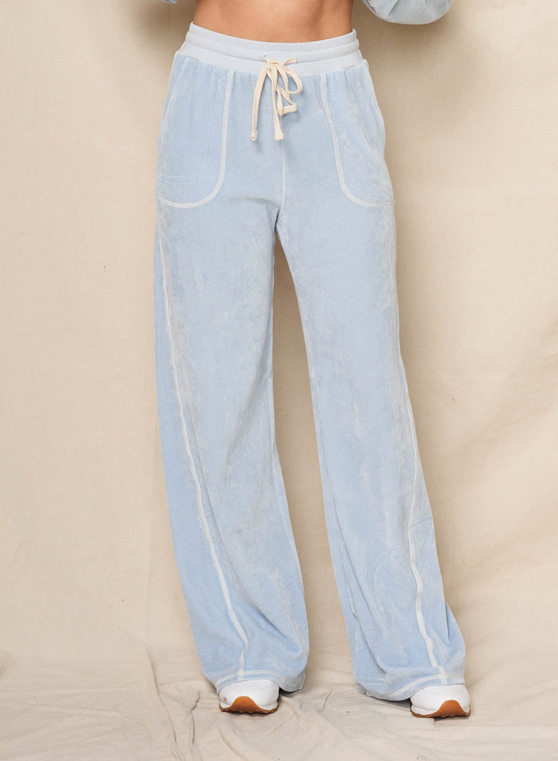 Sundry Velour Lounge Pant in Blue Wash