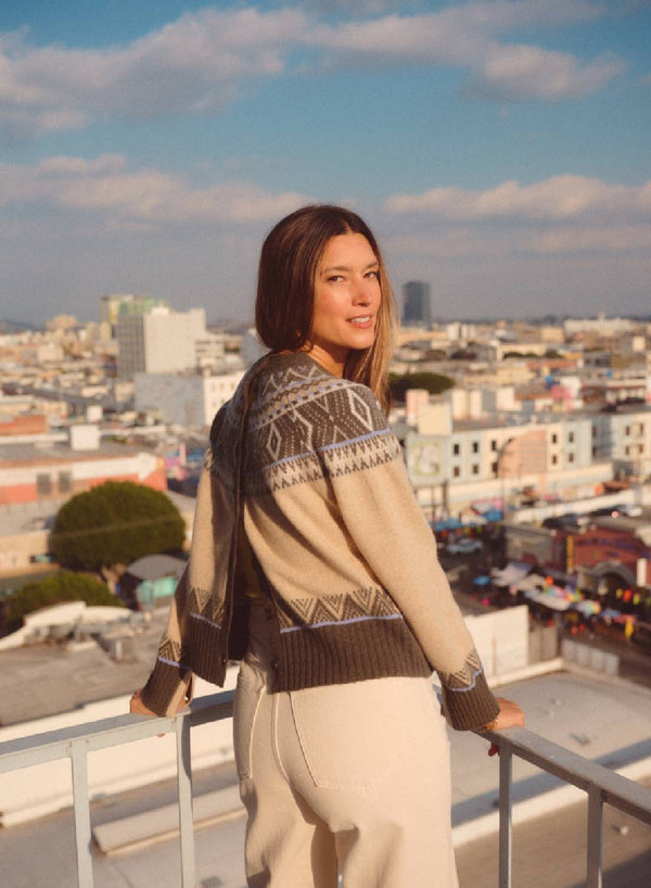 Fairisle Button Sweater in Thyme Multi