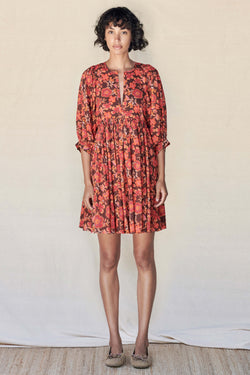Sundry Frida Boho Tunic Dress in Mahogany/Garnet-front
