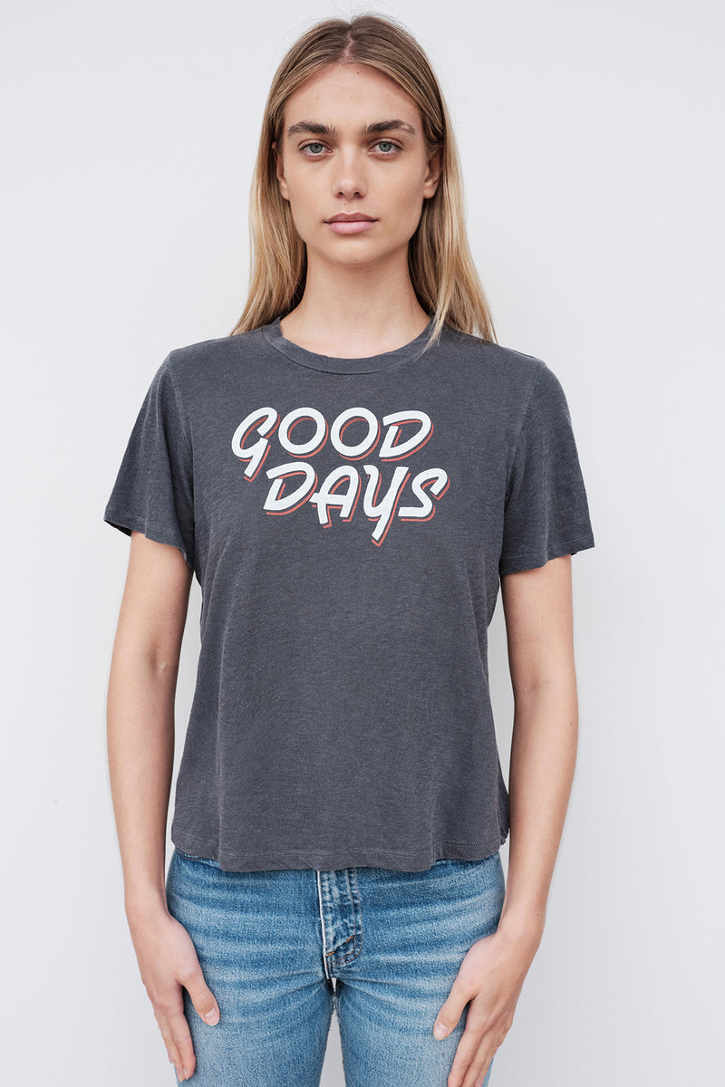 Sundry Good Days Boxy Short Sleeve Tee in Pigment Black-3/4 front view