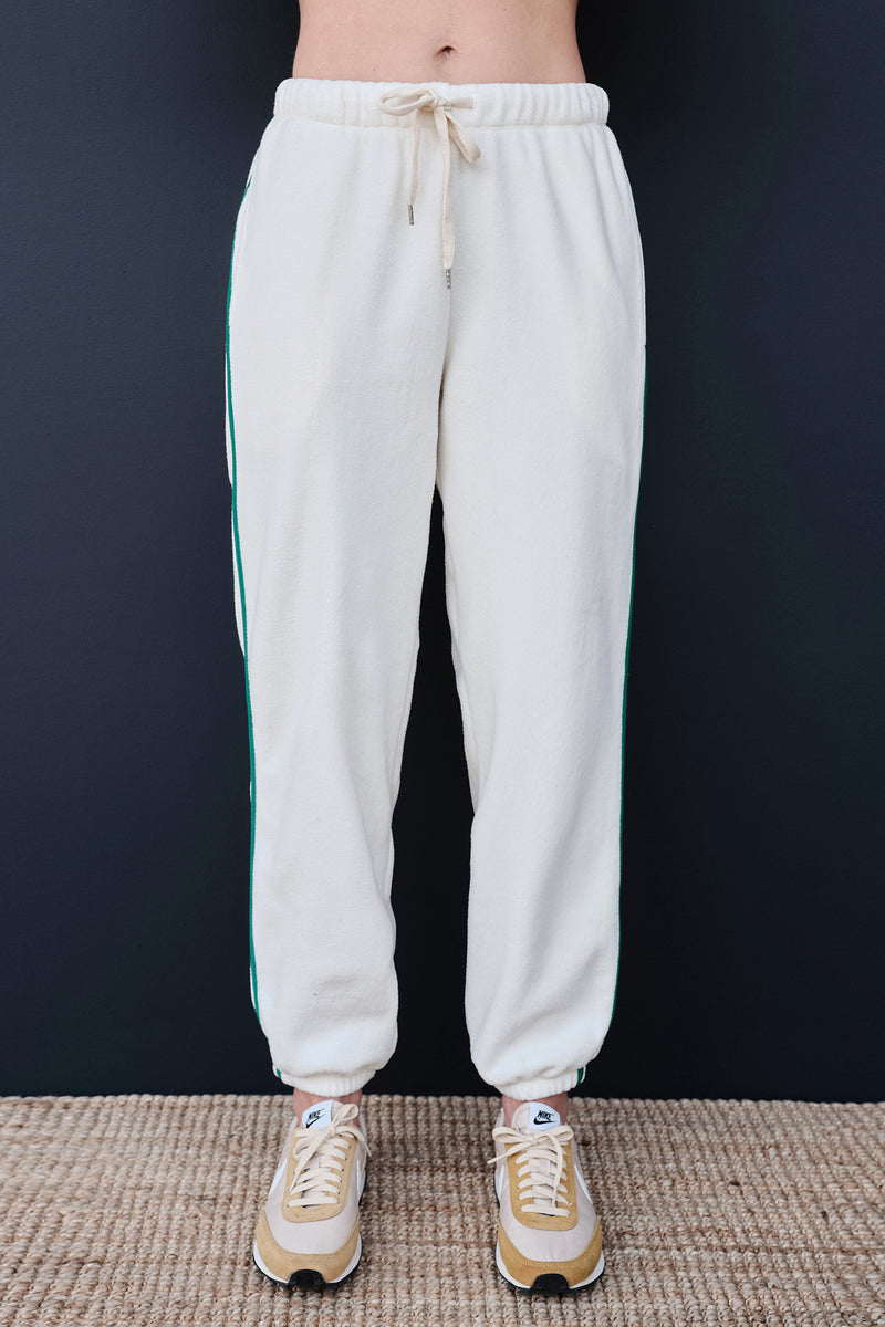 Sundry Jogger with Pockets in Cream/Jade-close up front