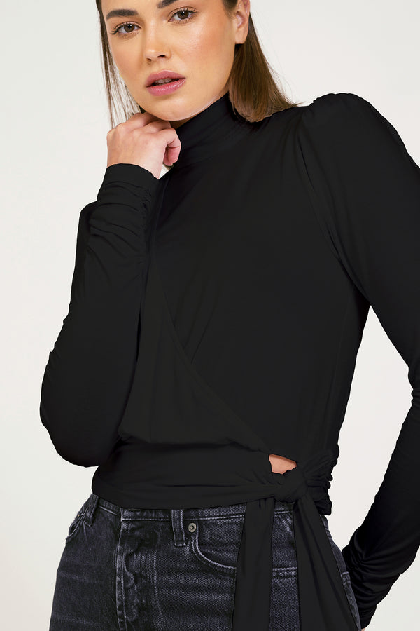 Bailey 44 Fabina Jersey Top in Black-3/4 close up view