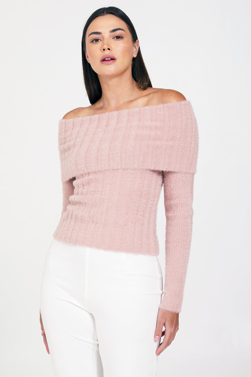 Bailey 44 Tores Sweater Top in Blush-3/4 close up 