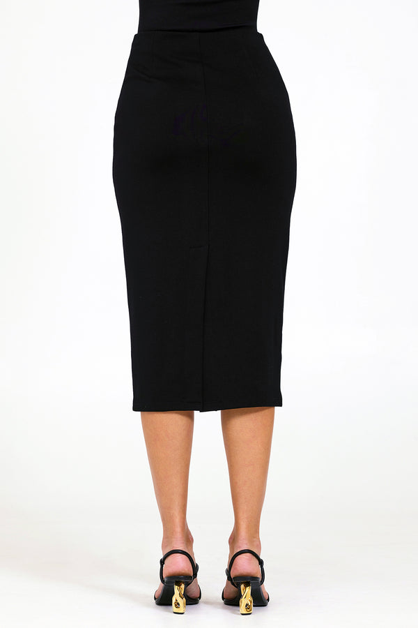 Bailey 44 Gaia Ponte Skirt in Black-back 3/4 view