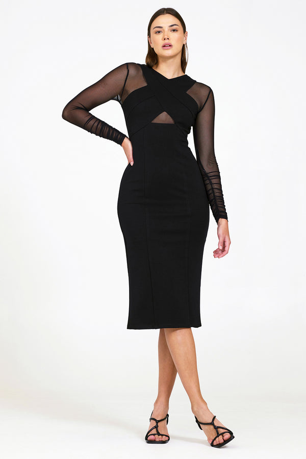 Bailey 44 Isadore Ponte Dress in Black-full view front