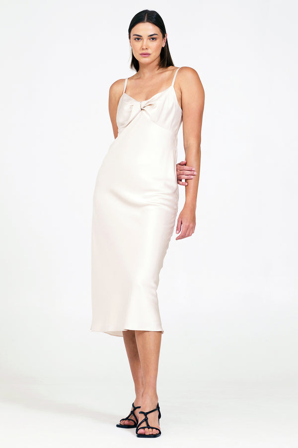 Bailey 44 Asher Satin Dress in Ivory-full front view
