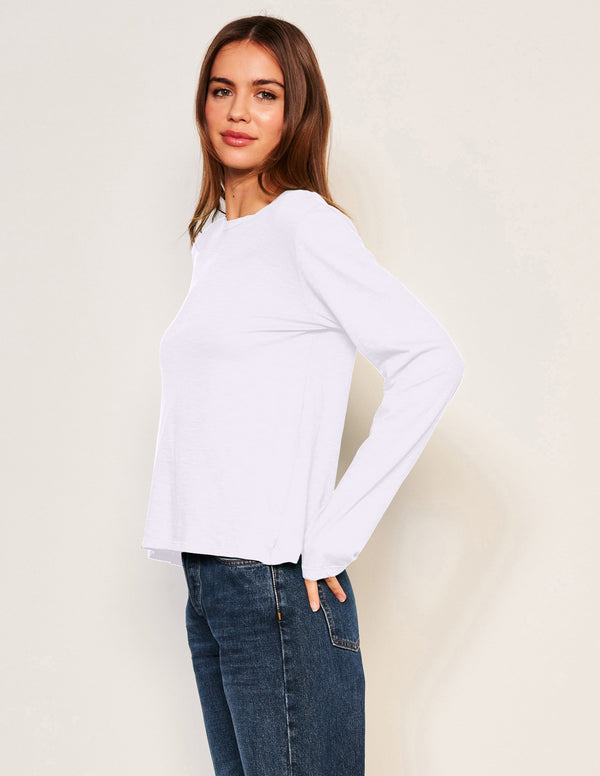 Sundry Long Sleeve Crew in Optic White