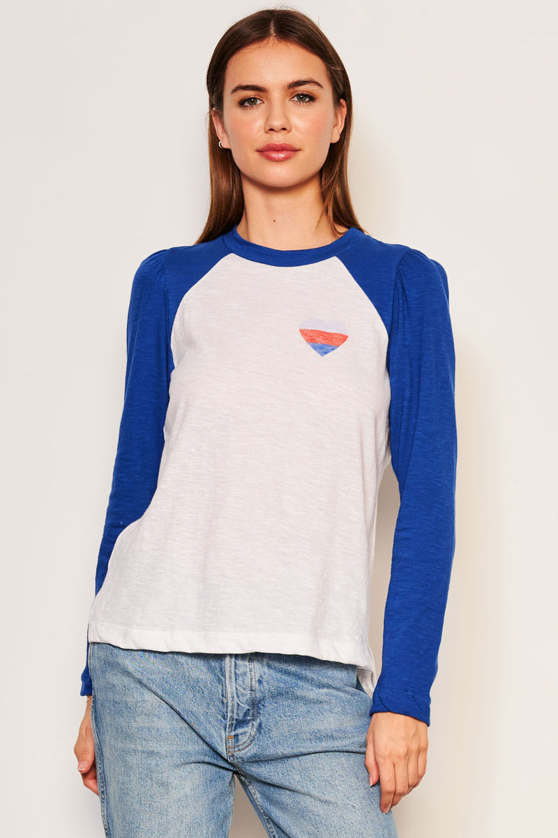 Sundry Heart Long Sleeve Contrast Sleeve Tee in Symphony