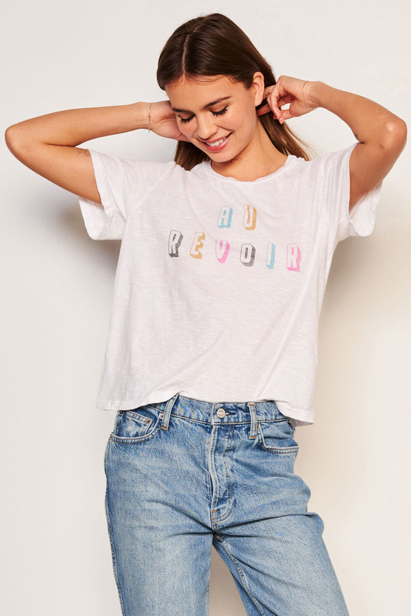 Sundry Au Revoir Crew Neck Tee in Optic White