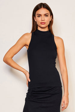 Sundry Mock Neck Tank in Deep Navy