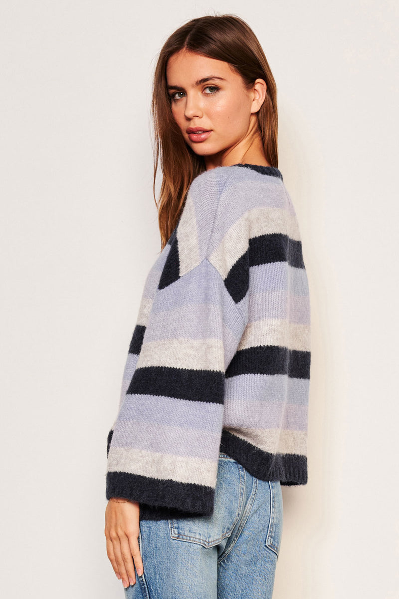 Sundry Cropped Stripe Sweater in Lilac Smoke