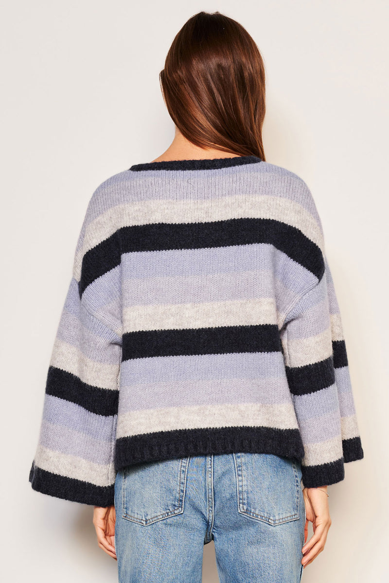 Sundry Cropped Stripe Sweater in Lilac Smoke