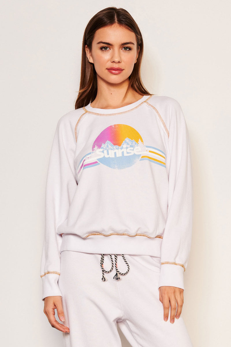 Sundry Sunrise Raglan Sweatshirt in Optic White