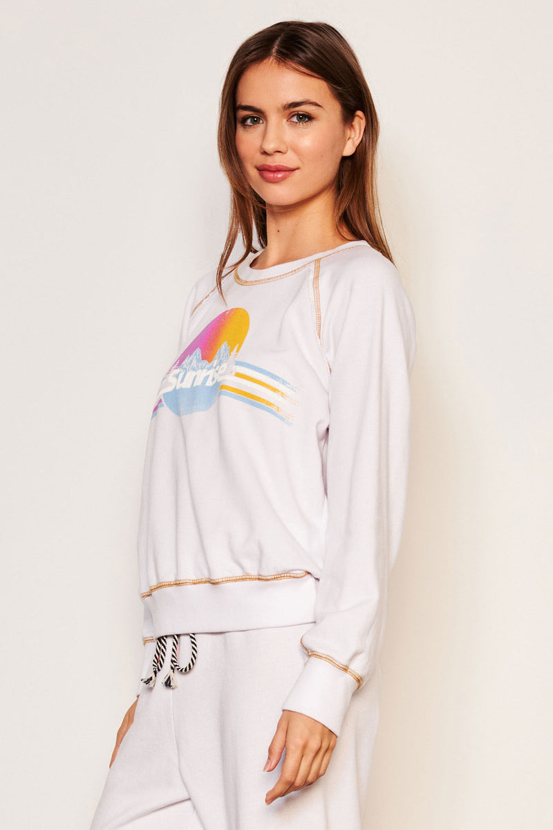 Sundry Sunrise Raglan Sweatshirt in Optic White