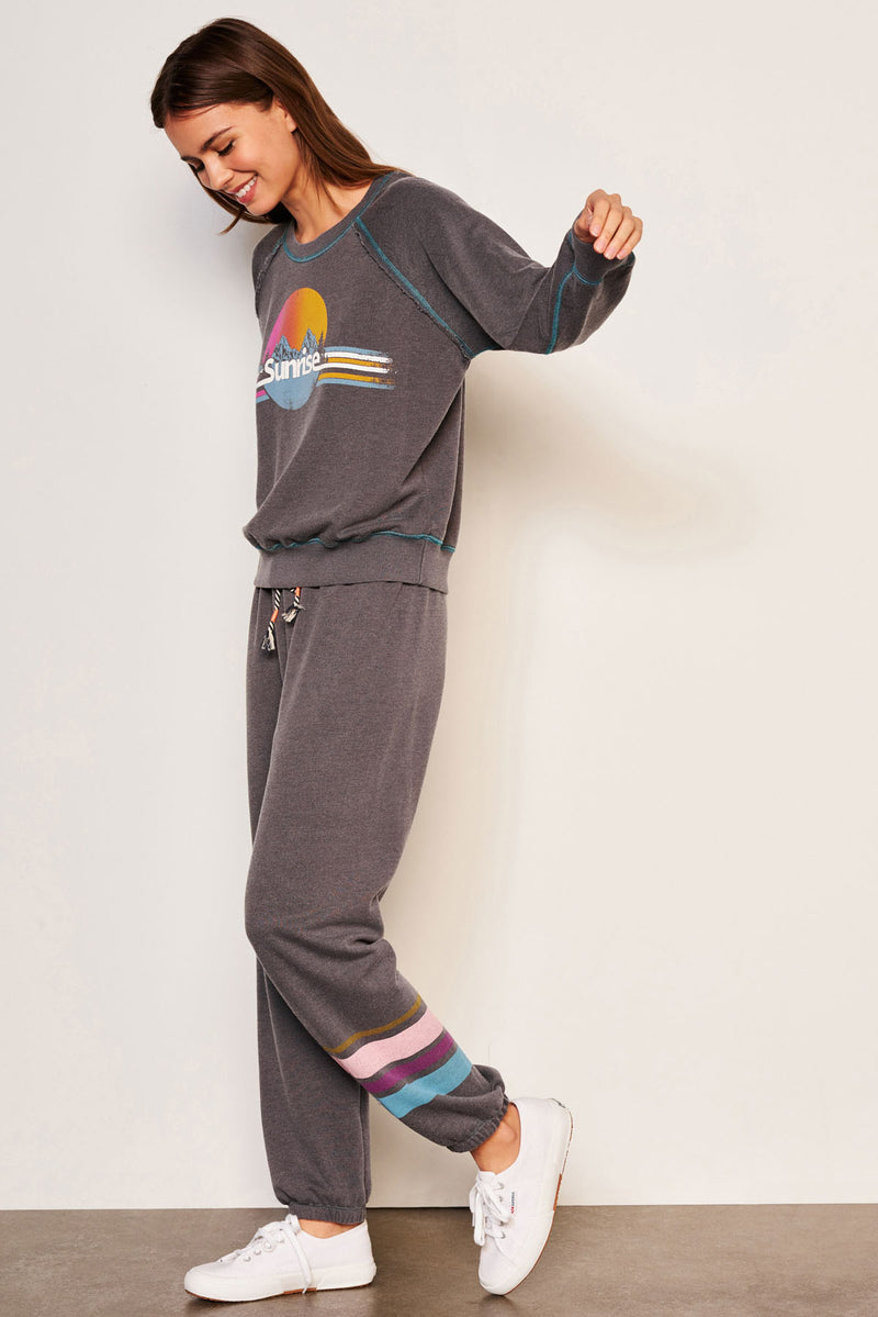 Sundry Sunrise Raglan Sweatshirt in Washed Black