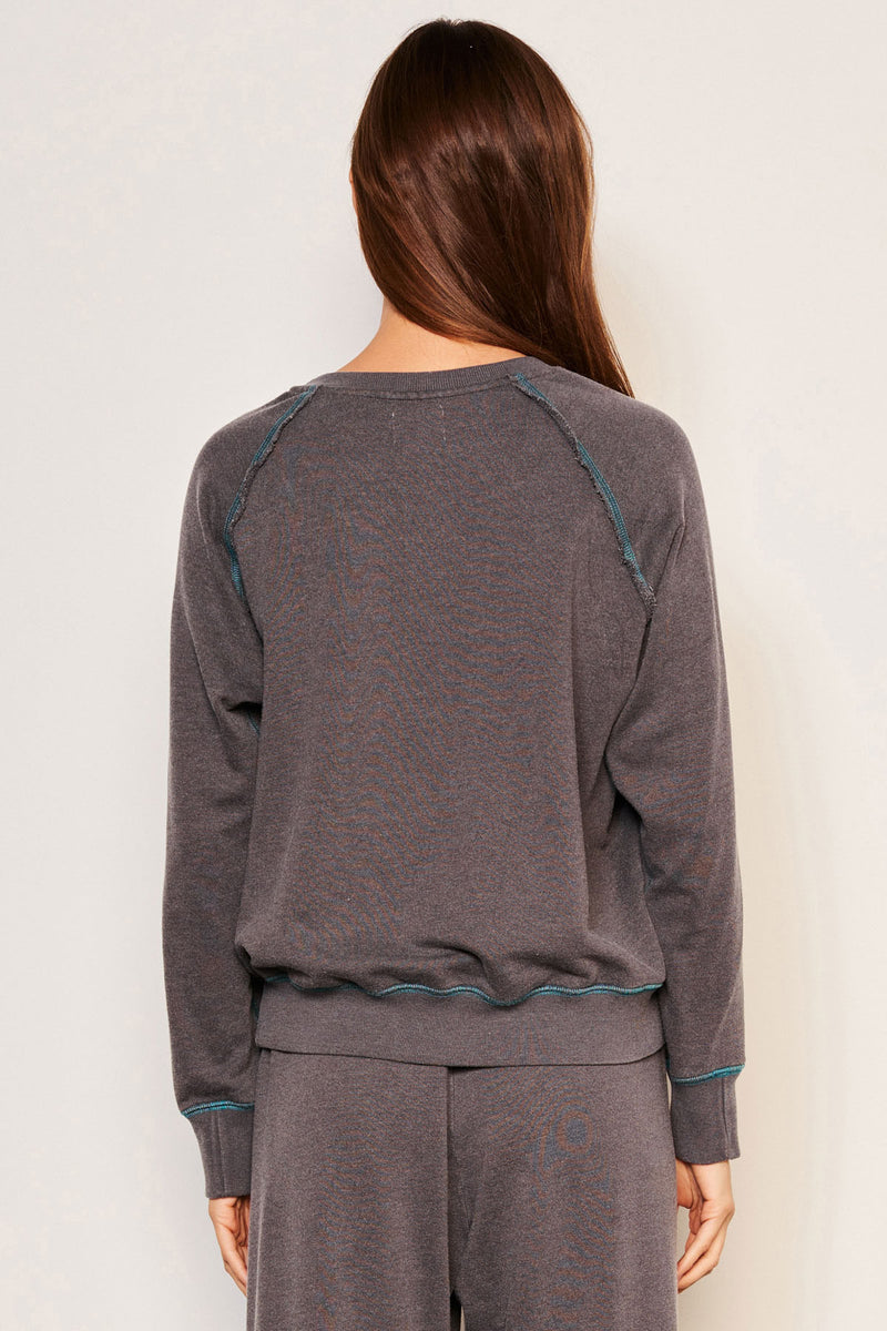 Sundry Sunrise Raglan Sweatshirt in Washed Black