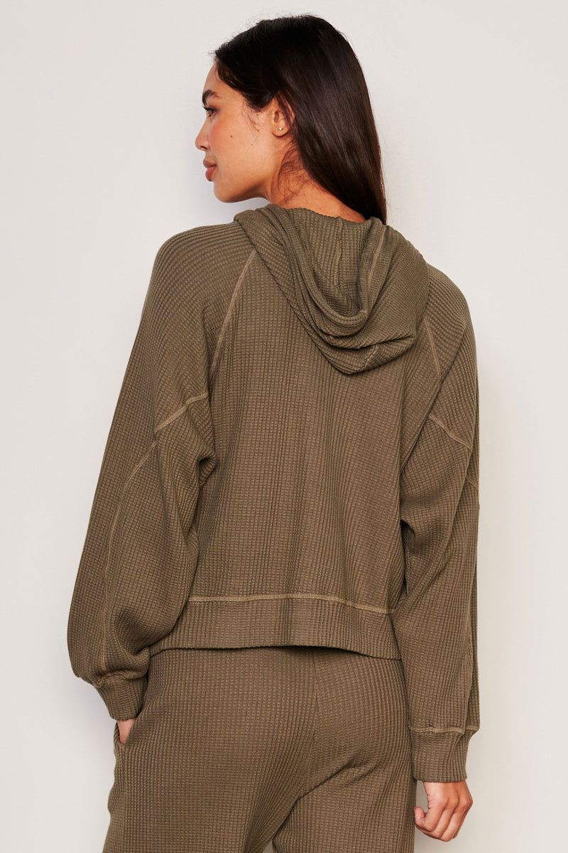 Sundry Seamed Zip Hoodie in Fern