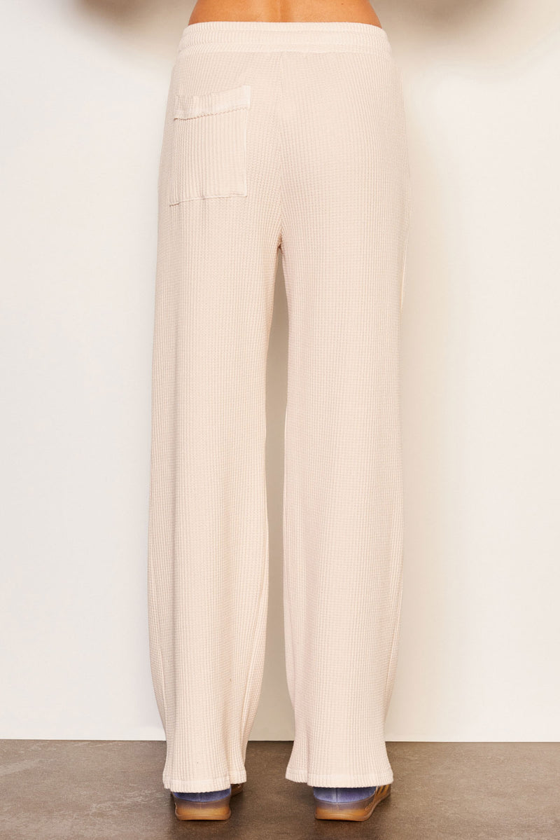 Sundry Thermal Wide Leg Pant in Oyster