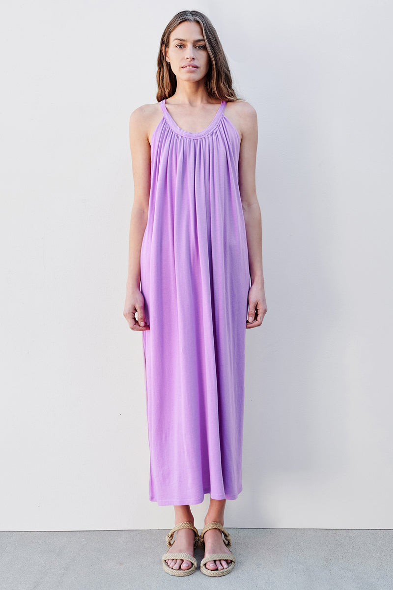 Sundry Long Cocoon Dress In Wild Orchid- front view