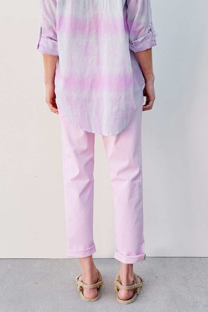 Sundry Rollup Trouser With Trim In Pigment Blossom-back