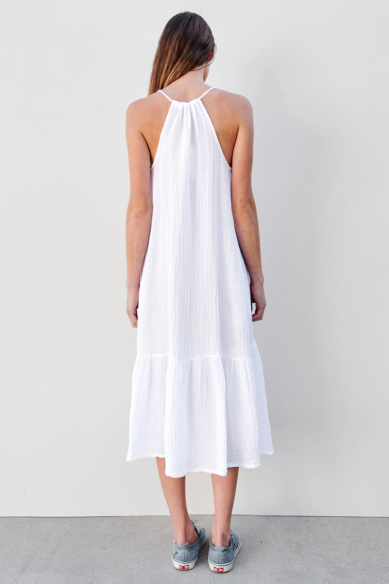 Sundry Maxi Flowy Dress In White-back