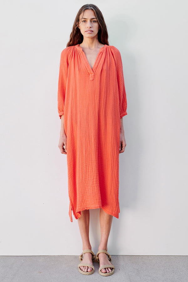 Sundry Midi Dress With Side Slit In Tango-full view (front)