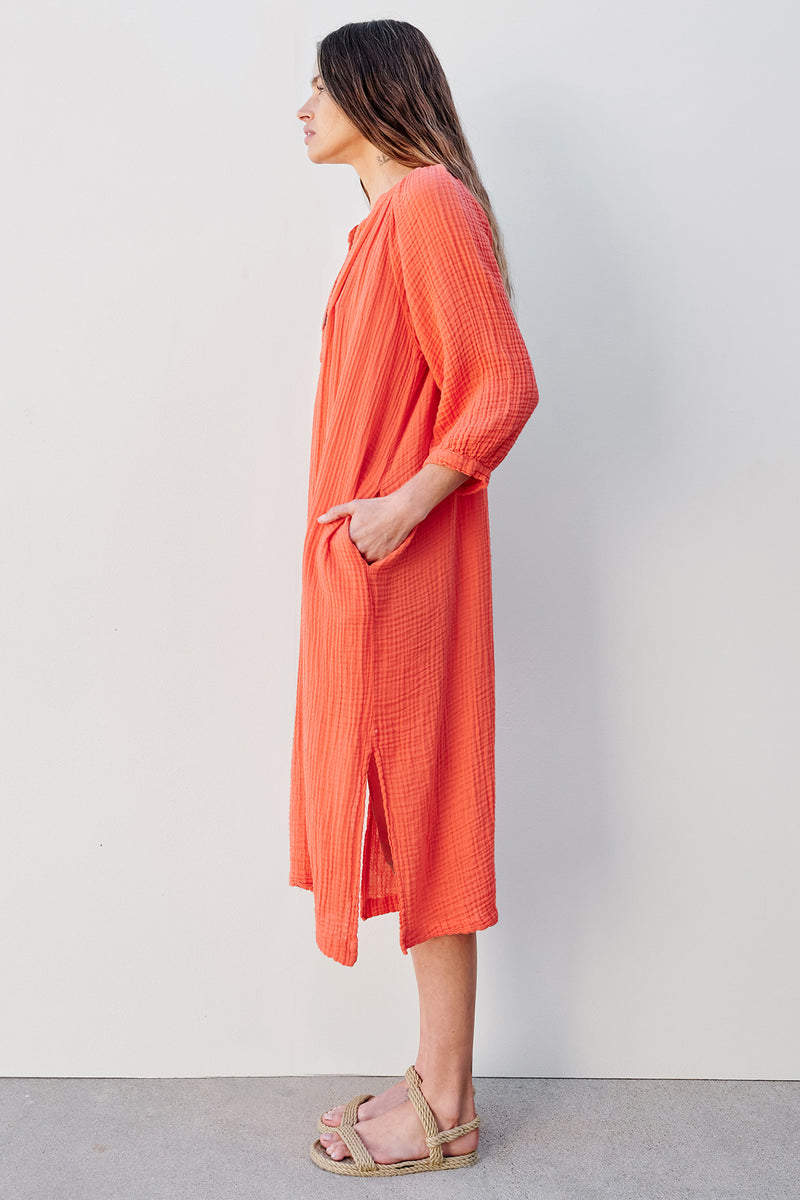 Sundry Midi Dress With Side Slit In Tango-side view