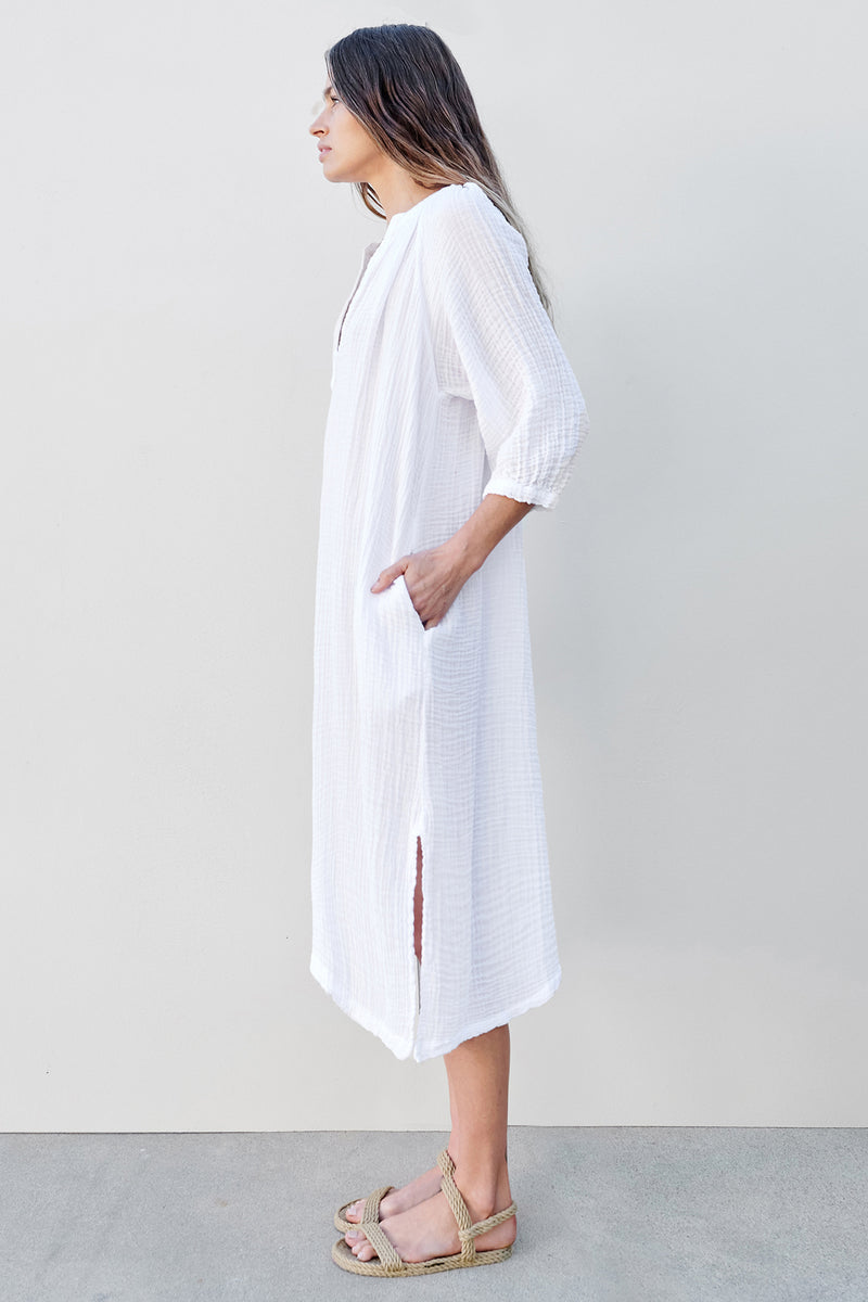 Sundry Midi Dress With Side Slit In White-side view