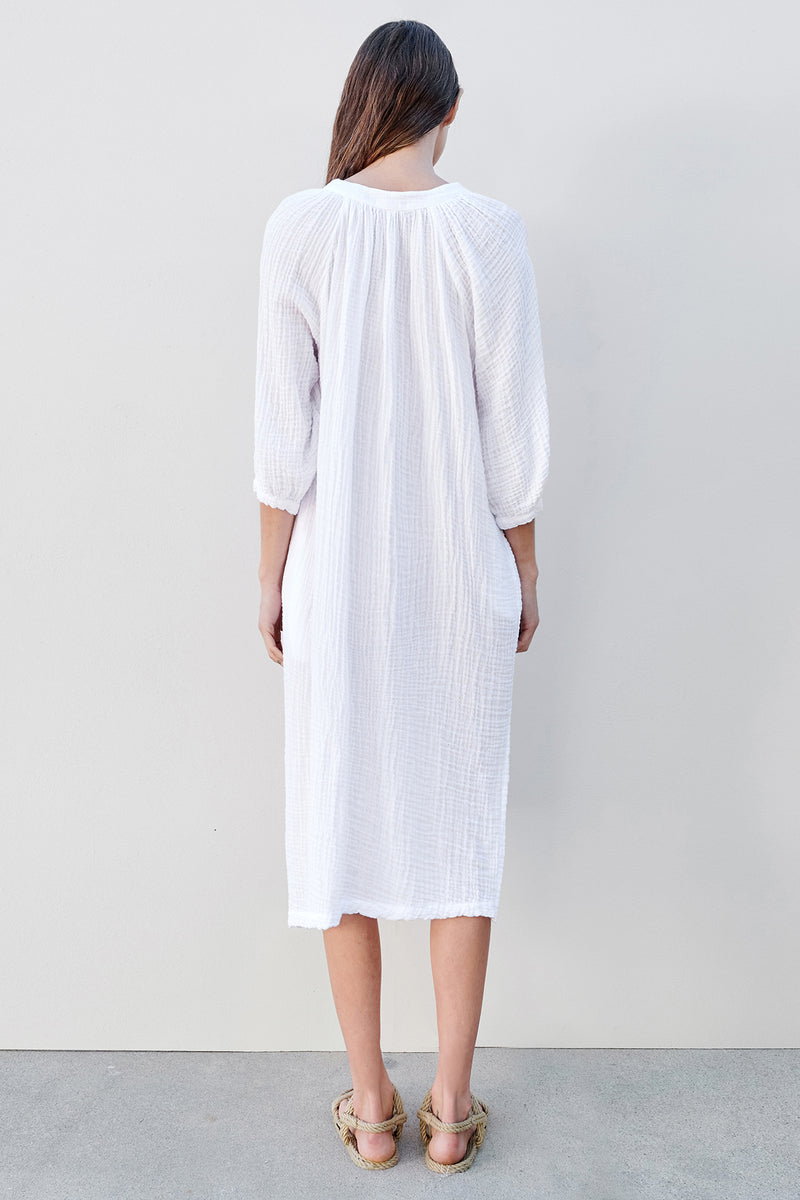 Sundry Midi Dress With Side Slit In White-back