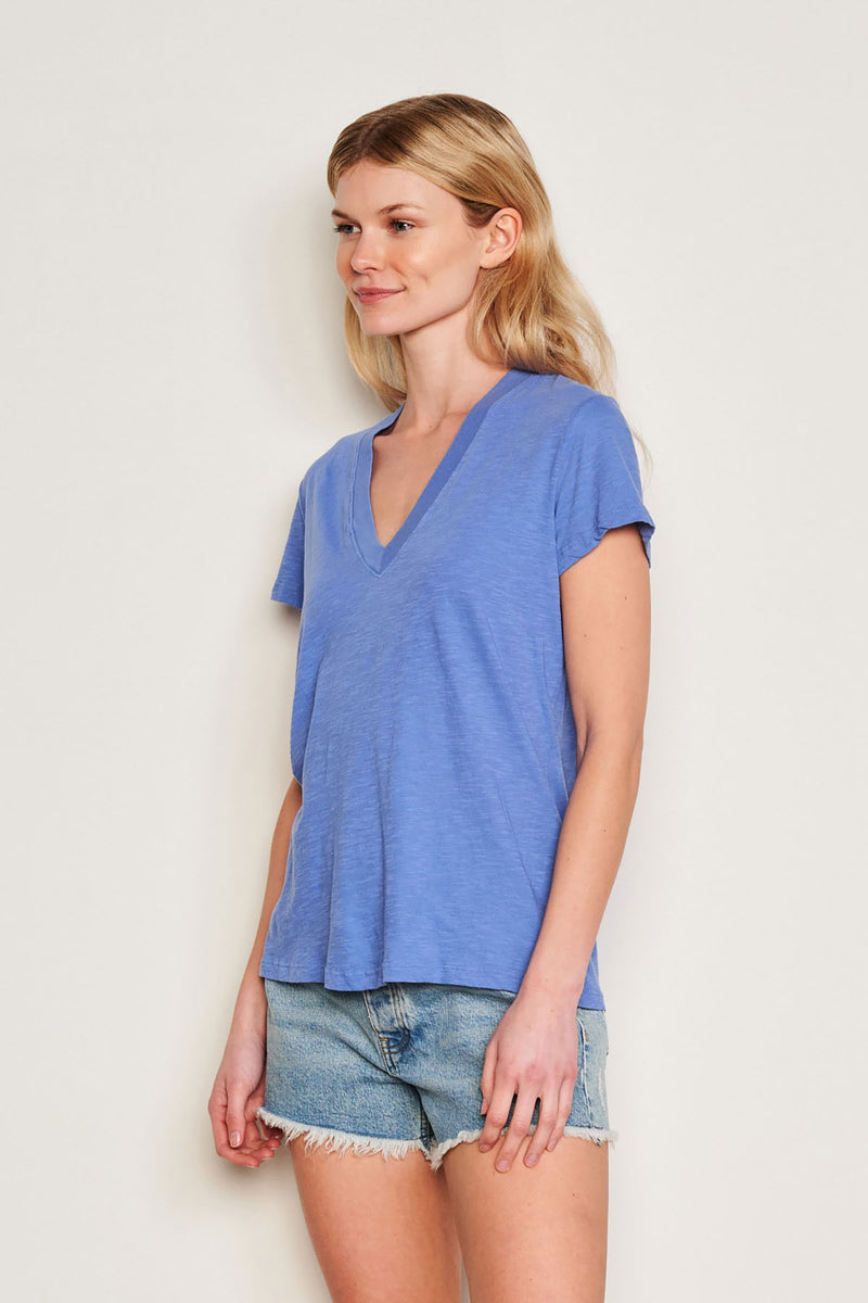 Sundry Deep V-Neck Tee in Ocean-side view