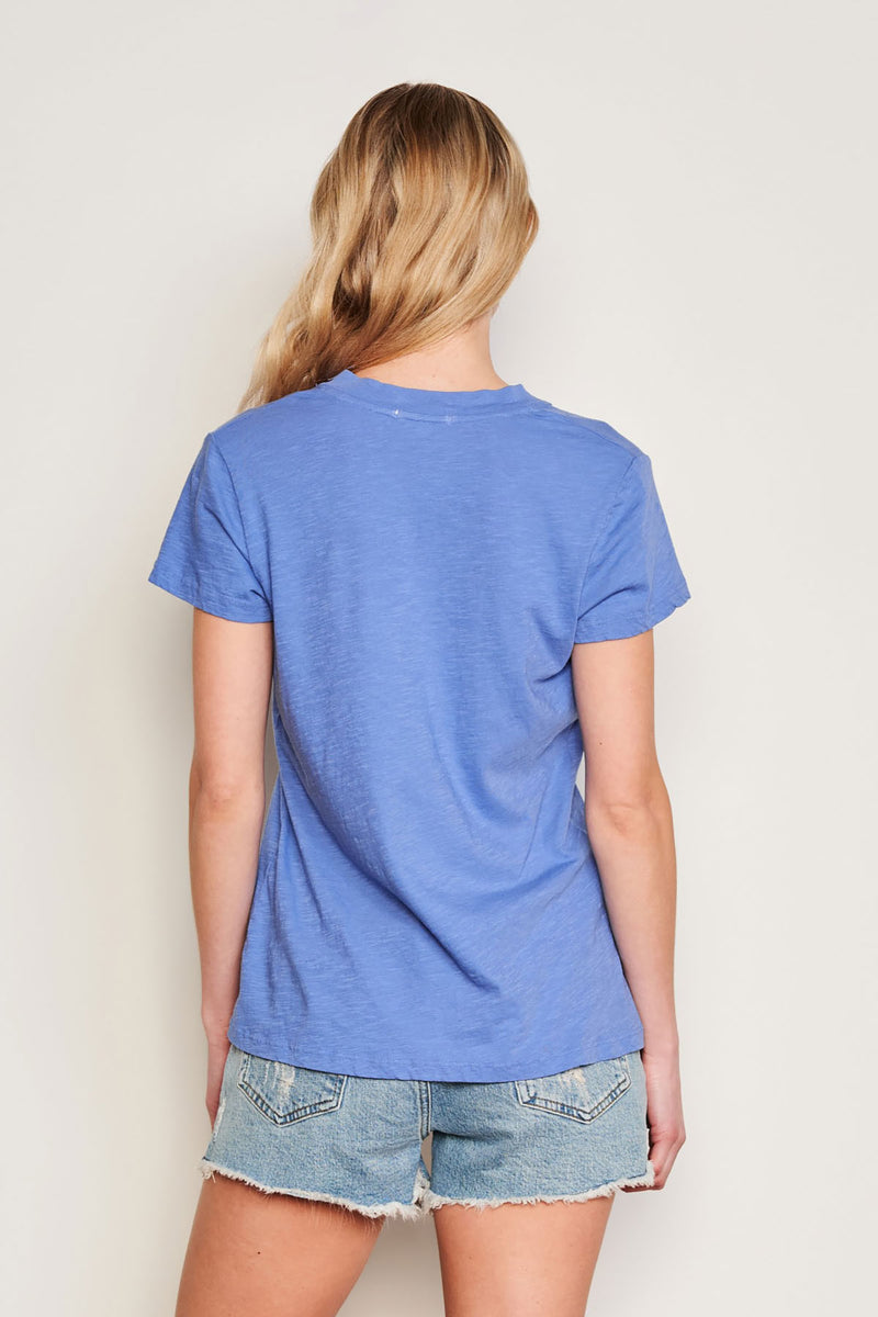 Sundry Deep V-Neck Tee in Ocean-back view