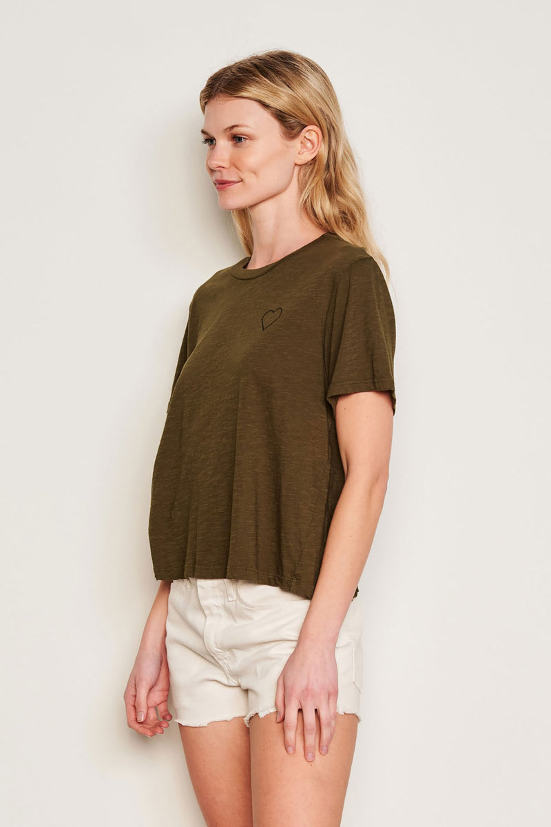 Sundry Les Femmes Crew Neck Tee in Olive-side 