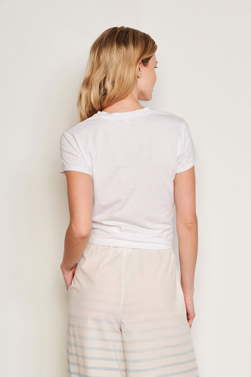 Sundry Twist Tee in Optic White-back view