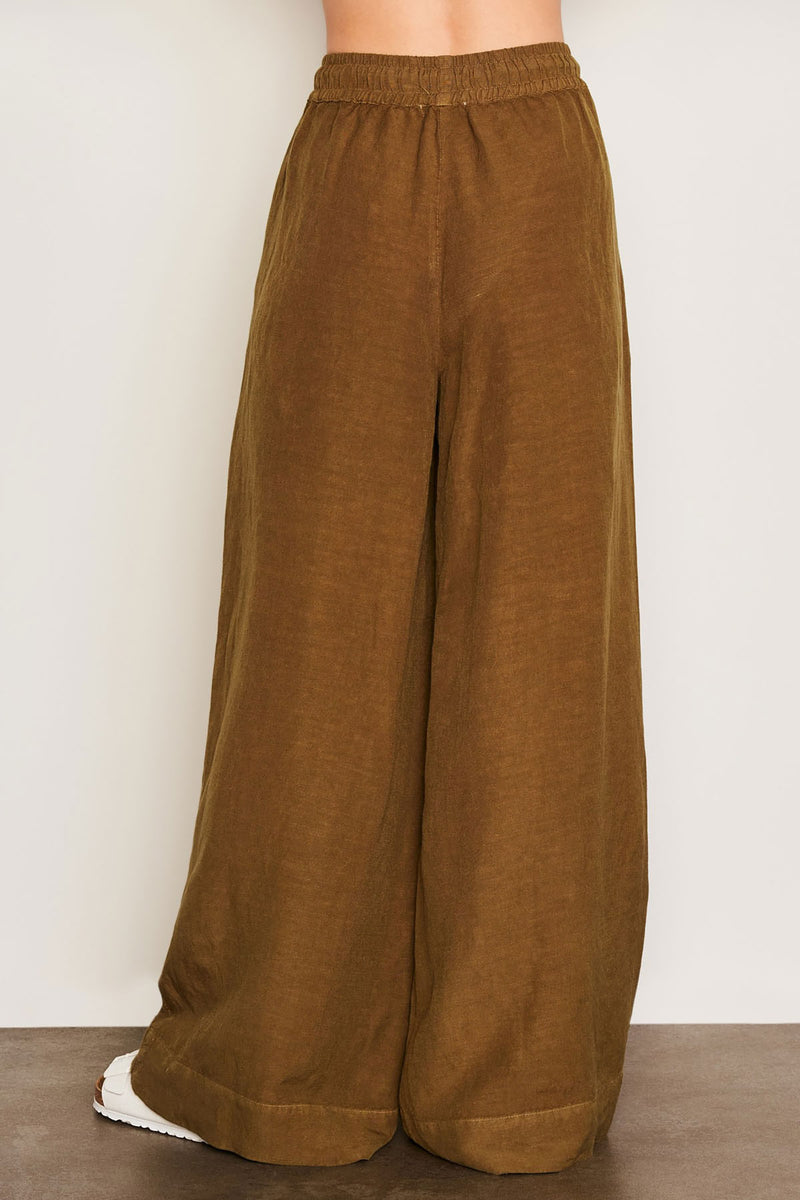 Sundry Linen Wide Leg Pant in Olive-back 