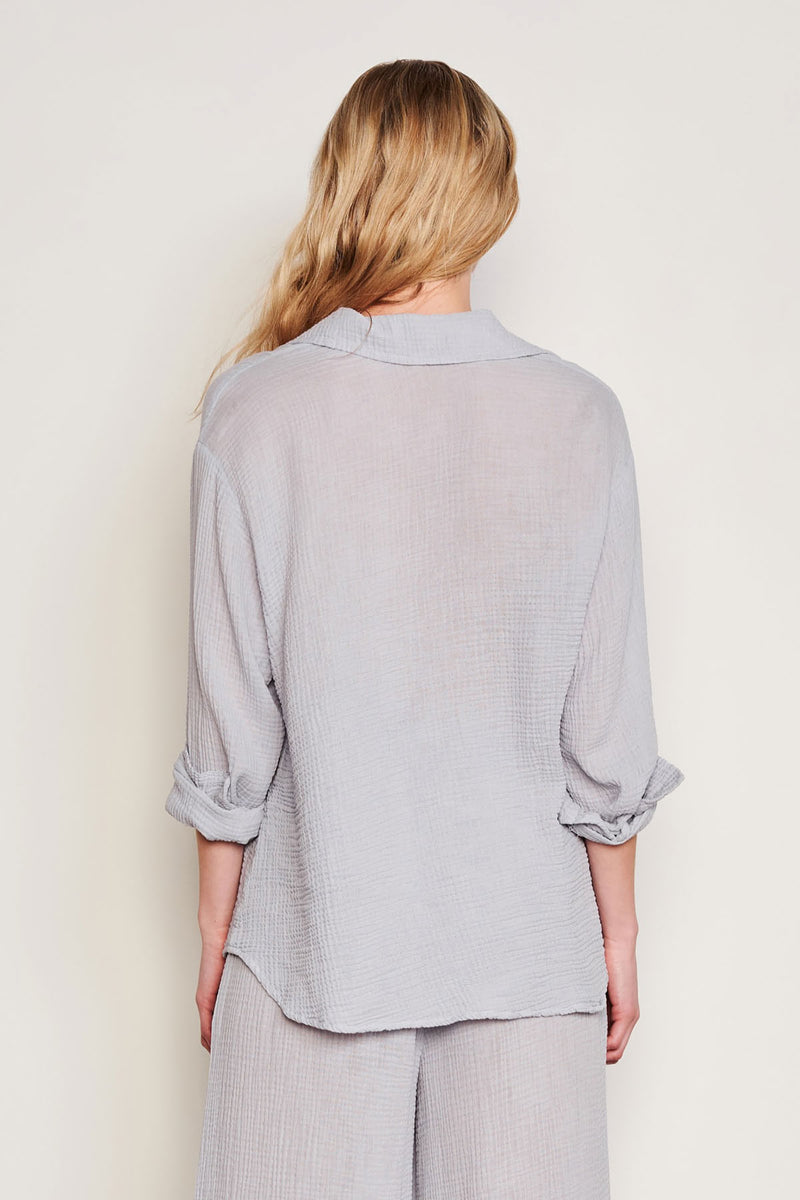 Sundry Classic Shirt in Blue Linen-back view