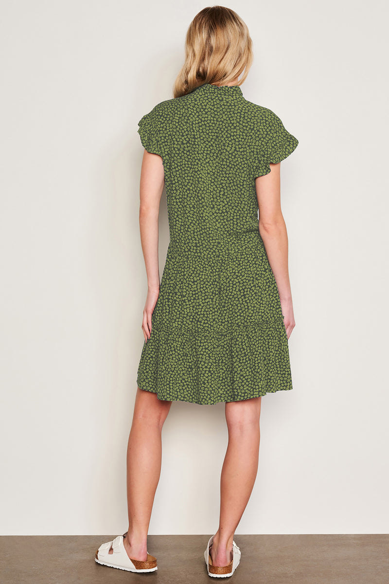 Sundry Clover Short Femme Dress in Olive- back view