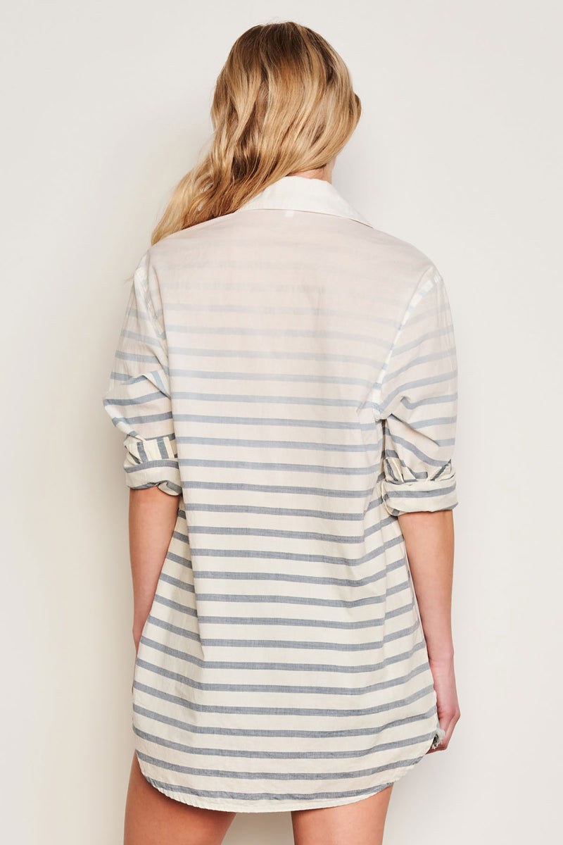 Sundry Changing Tide Stripe Classic Shirt in Deep Navy-back view