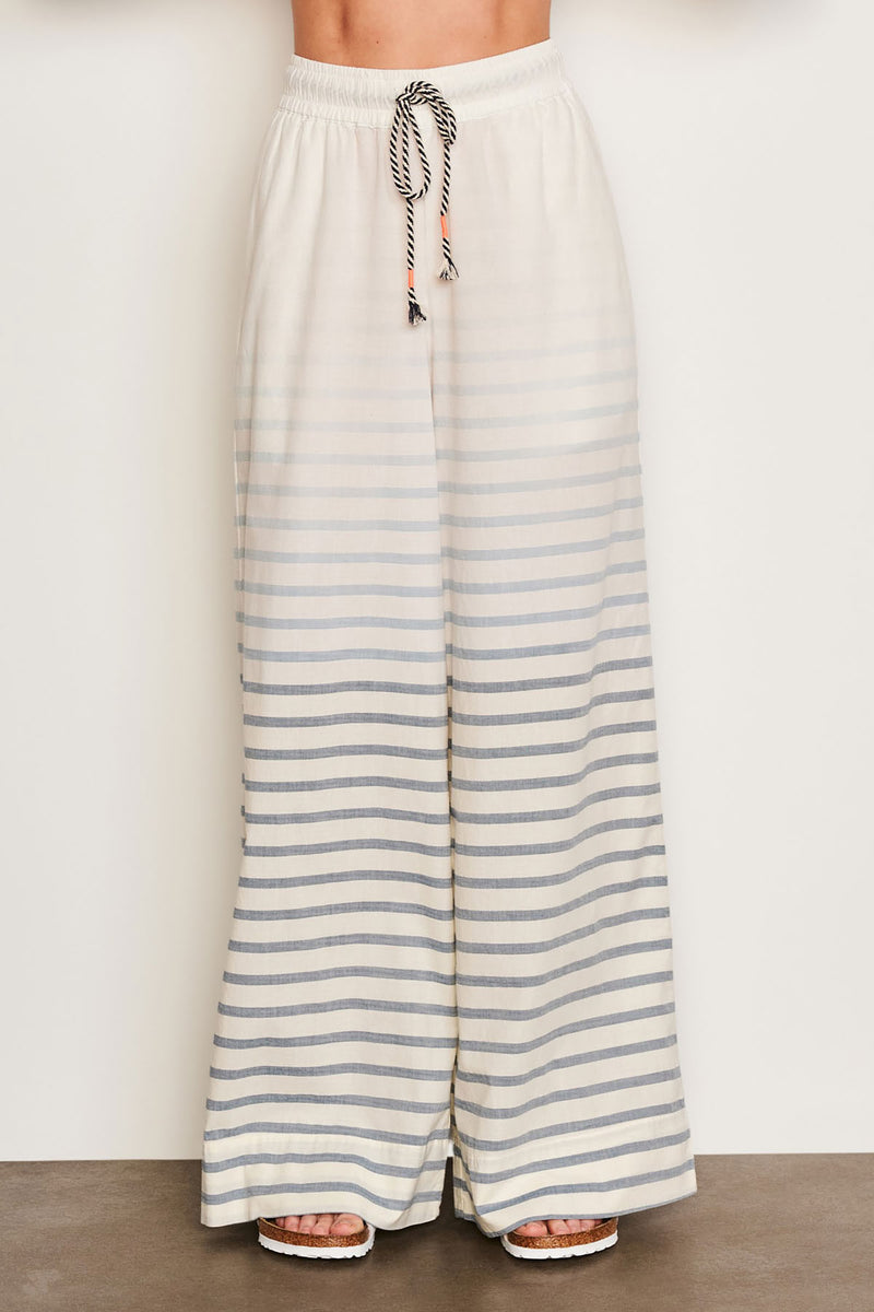 Sundry Changing Tide Stripe Wide Leg Pant in Deep Navy-front view close up 