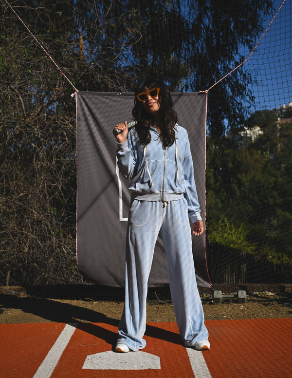 Sundry Velour Lounge Pant in Blue Wash