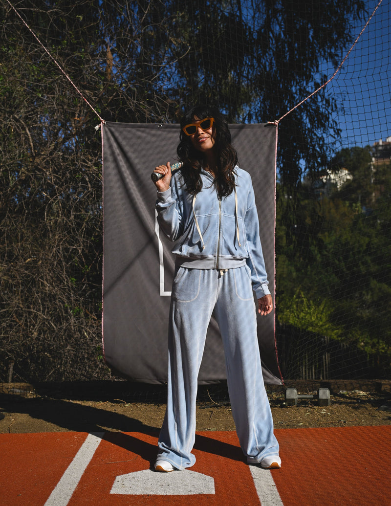 Sundry Velour Lounge Pant in Blue Wash