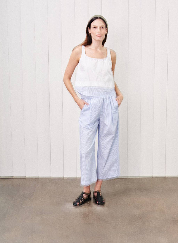 James Pinstripe Tank in Dove Blue