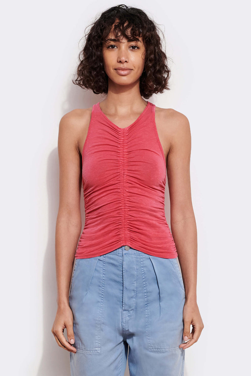 Sundry Ruched Tank in Pigment Scarlet-front