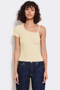 Sundry One Shoulder Crop Tees in Chamomile-front