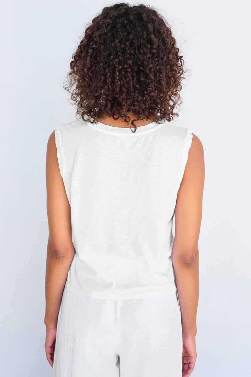 Sundry Club Muscle Tank in Cream-back